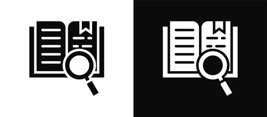 Literature Review icon set black and white
