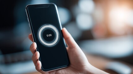 Person Holding Smartphone With Loading Circle On Screen, Symbolizing Update Process, Technology Advancement, Application Development, Digital Connection