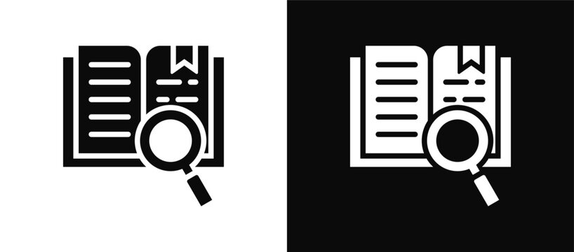 Literature Review icon set black and white