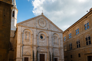 View of the architectural typology of the city of Pienza, in the province of Siena, Tuscany, Italy.