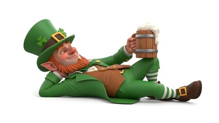 St patrick's day leprechaun enjoying beer on a festive holiday