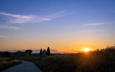 Sunset in Tuscany. Landscapes in the Orcia Valley, Tuscany, Italy.