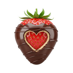Chocolately strawberry heart with vibrant red interior