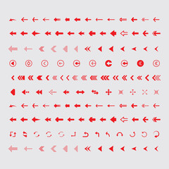 Diverse Red Arrow Symbols and Directional Pointers Collection