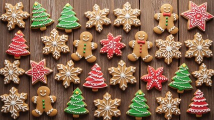 Assorted gingerbread cookies for christmas