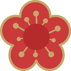 Red and Gold Chinese Flowers for Chinese New Year Festival