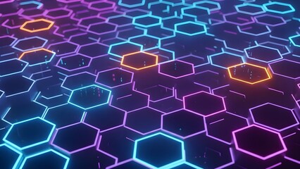 Abstract honeycomb pattern with glowing cells
