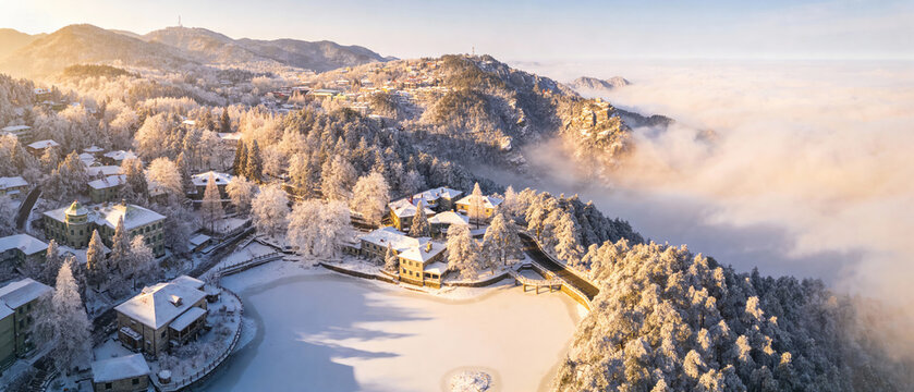 Winter Snow Scenery of Lushan Scenic Area, Jiujiang, Jiangxi, China