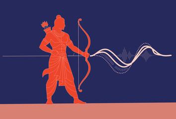 Bow and Arrow of Rama in Happy Dussehra, Navratri and Durga Puja festival of India