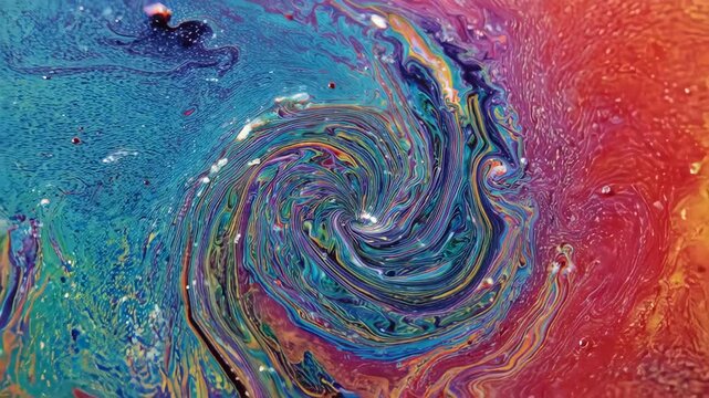Swirling iridescent colors in a fluid vortex