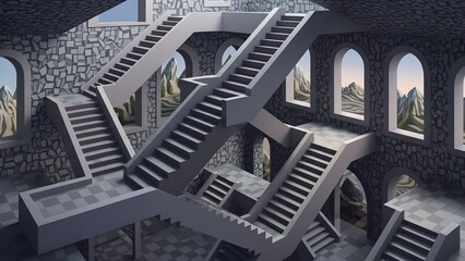 Impossible staircase perspective illusion