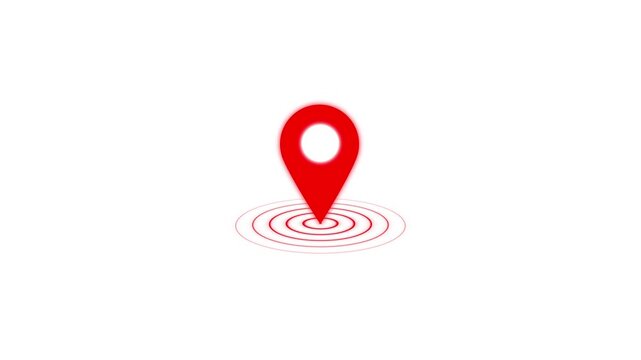 GPS location pointer animated with radio wave, location map pointer with pin icon and location animation on black background for navigation and tracking technology