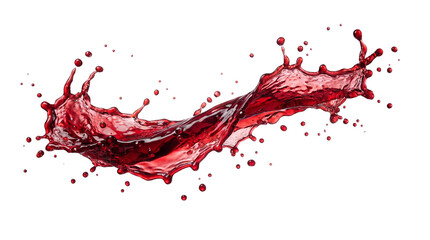 Dynamic Red Liquid Splash with Droplets isolated PNG with Transparent Background