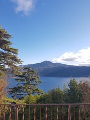 Lake Ohrid in Macedonia, Europe. View from the terrace