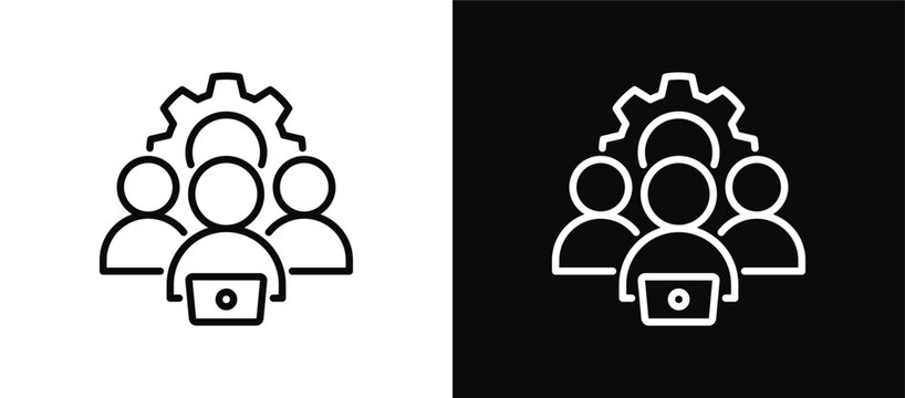 Technical Team icon set black and white