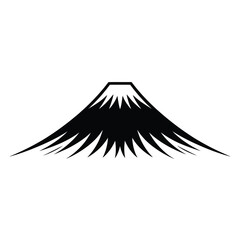A striking black and white illustration of a stylized mountain peak