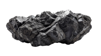 Raw Black Coal Piece isolated PNG with Transparent Background