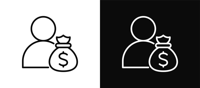 Employee Costs icon set black and white