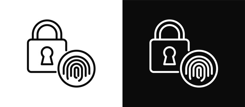 Fingerprint icon set black and white