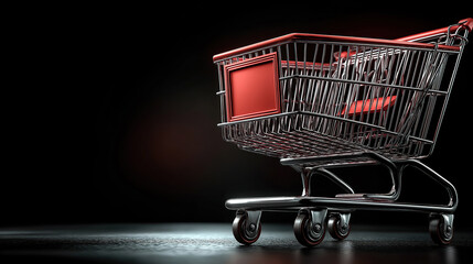 Black Friday retail banner featuring empty grocery cart space for text and promotional offers
