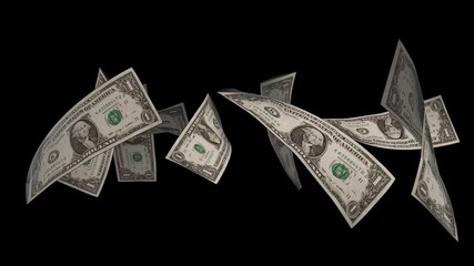slow motion dollar money 4K Loopable. one hundred dollar banknotes explosion black background. - Powered by Adobe