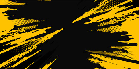 Dots halftone yellow and dark blue color pattern gradient grunge texture background.