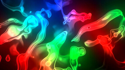 Vibrant abstract colorful smoke swirling in a dark background from a top viewpoint