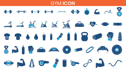 Modern Gym and Fitness Icons Set for Workout Training and Healthy Lifestyle