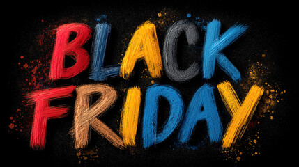 Dry brush painted black friday banner design for online shopping and festive sales event