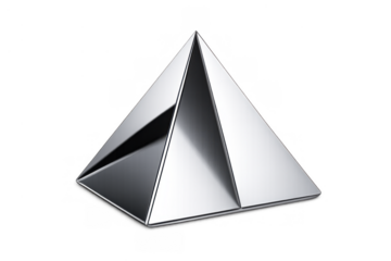 Shiny metal 3d pyramid vector rendering on transparent background representing success, progress, and challenge