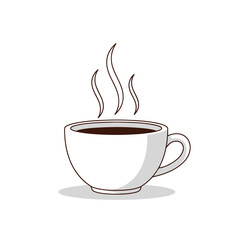 Obraz premium Steaming Coffee Cup Illustration on White Background