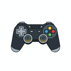 A vector illustration of a dark gray video game controller