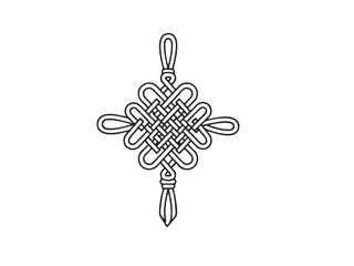 Traditional chinese knot line art illustration for lunar new year decorative element