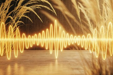 Golden Soundwave Visualization A Futuristic Concept with Natural Elements
