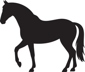Dramatic horse silhouette against a grayscale background captured in vector design