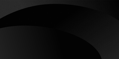 Grey abstract curved wavy lines on black background. Black background with line curve design. Blurred black silk fabric.
