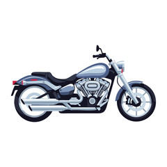 A sleek motorcycle is viewed from the side, showcasing its design and features in a clean white background.
