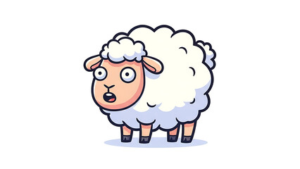 Obraz premium Funny Surprised Fluffy Sheep Cartoon Illustration Isolated on White Background