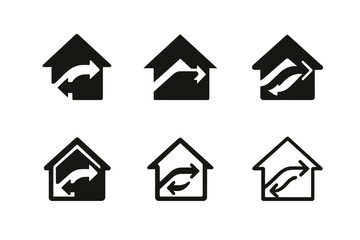 Fototapeta premium Attic Ventilation Logos. Attic ventilation. Set Logo of Attic ventilation: soffit and ridge airflow arrows. harmonious logo variations of the same emblematic
