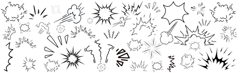 Comic sparkle vector set. burst effects, and dynamic radial patterns. Doodle vector illustration © MR.AK