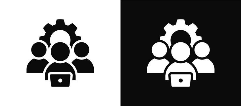 Technical Team icon set black and white