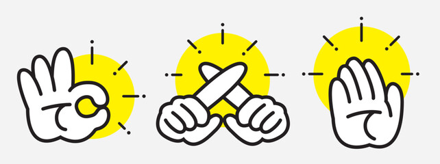 Hand Sign Icon Set (color)– 資料作成用 OK・NG・挙手 ハンドサインアイコン集(カラー) © Nidai