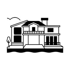 Obraz premium Classic Luxury Villa Illustration Line Art