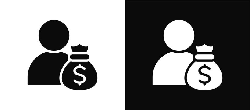 Employee Costs icon set black and white
