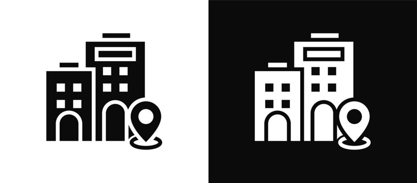Center icon set black and white