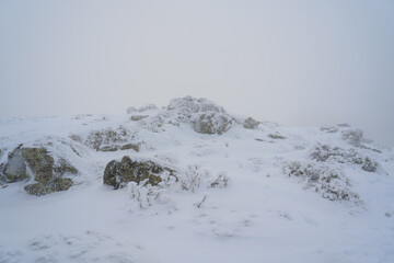 Sierra de Guadarrama nevada en Invierno en Madrid