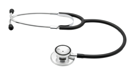 Black stethoscope with chrome head, medical diagnostic equipment