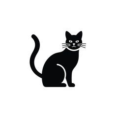 Black cat silhouette with white eyes and whiskers © dipu