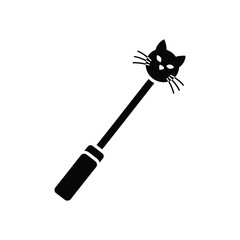 Black cat toy wand with handle © dipu