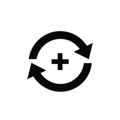 Fototapeta premium Black circular arrows with plus symbol refresh reload